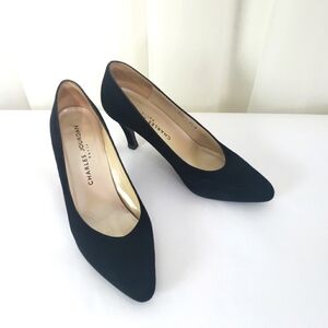 Charles Jourdan black suede pumps almond toe 8.5